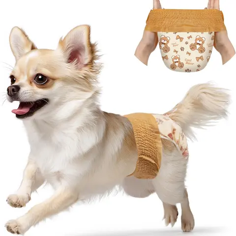 Dono Disposable Female Dog Diapers (20PCS/60PCS) - Pull-Up Style with 360° Stretchy Waist, Super Absorbent Leak-Proof for Heat Period, Ideal for Summer Use, Pet Supplies for Dog Owners (500ml Absorbency)