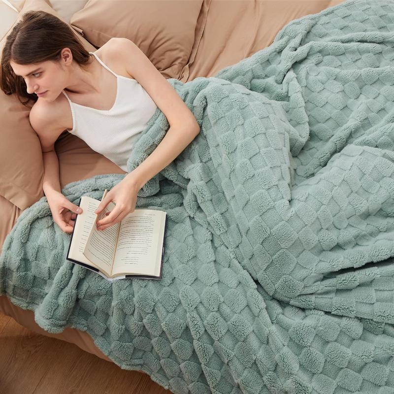 Bedsure Ultra Soft Cozy Microfiber Fleece Blanket for Couch Bed - Super Soft Plush Lambskin Blanket with Classic Plaid Pattern for Home Office Sofa Bed Room Accessories Travel Essentials