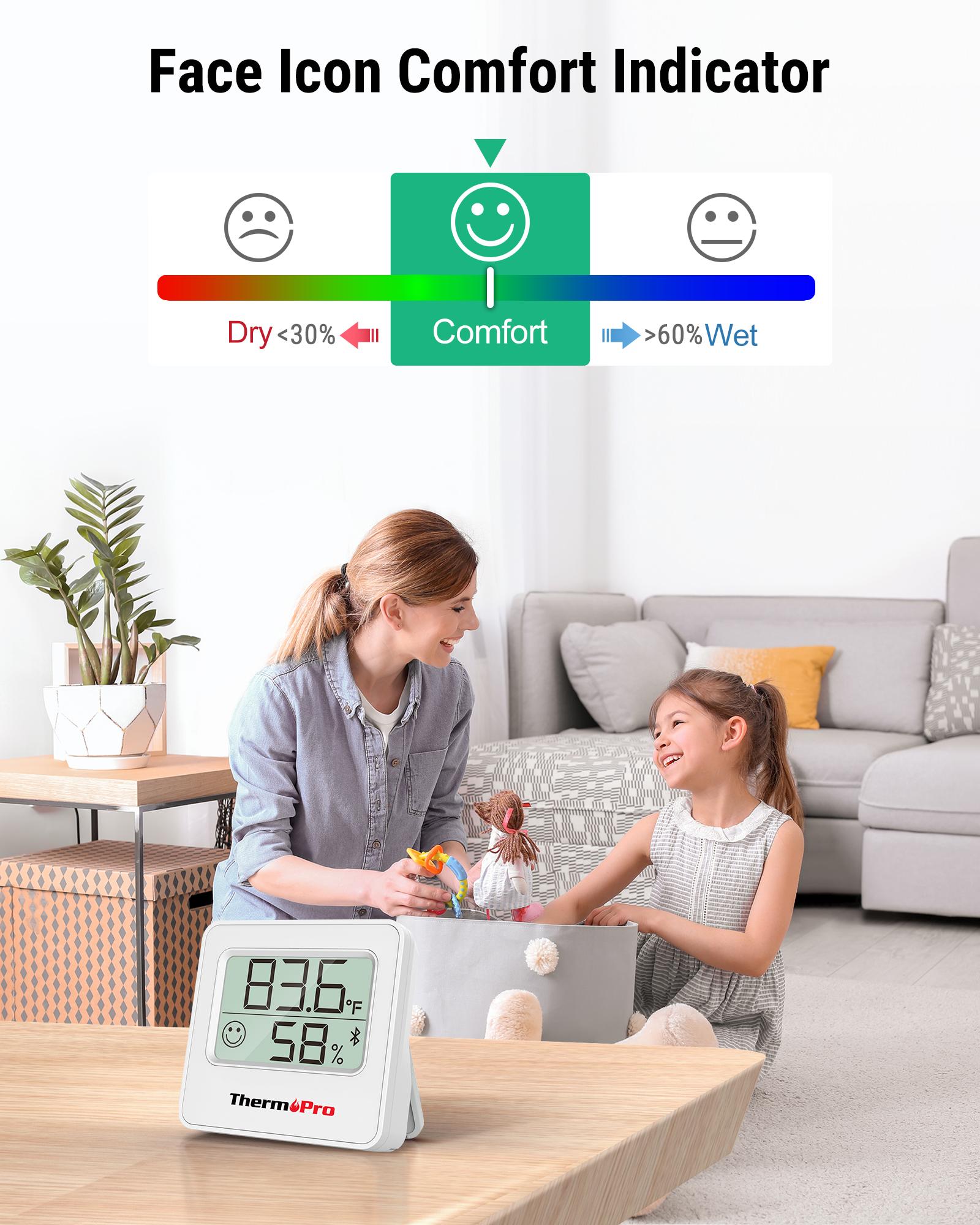 [Black Friday] ThermoPro TP50 & TP357 Digital Hygrometer Indoor Thermometer,  Portable Bluetooth Humidity Monitor with App, Room Temperature Humidity Gauge with Sensor, Data Storage