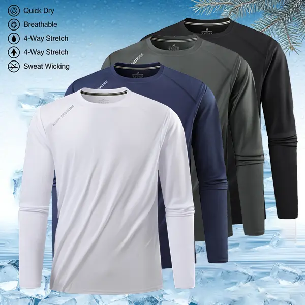 Unisex long-sleeve athletic training top, stylish solid-color quick-dry shirt suitable for fitness, workouts, and hiking; sports training apparel with a sporty fashion style.