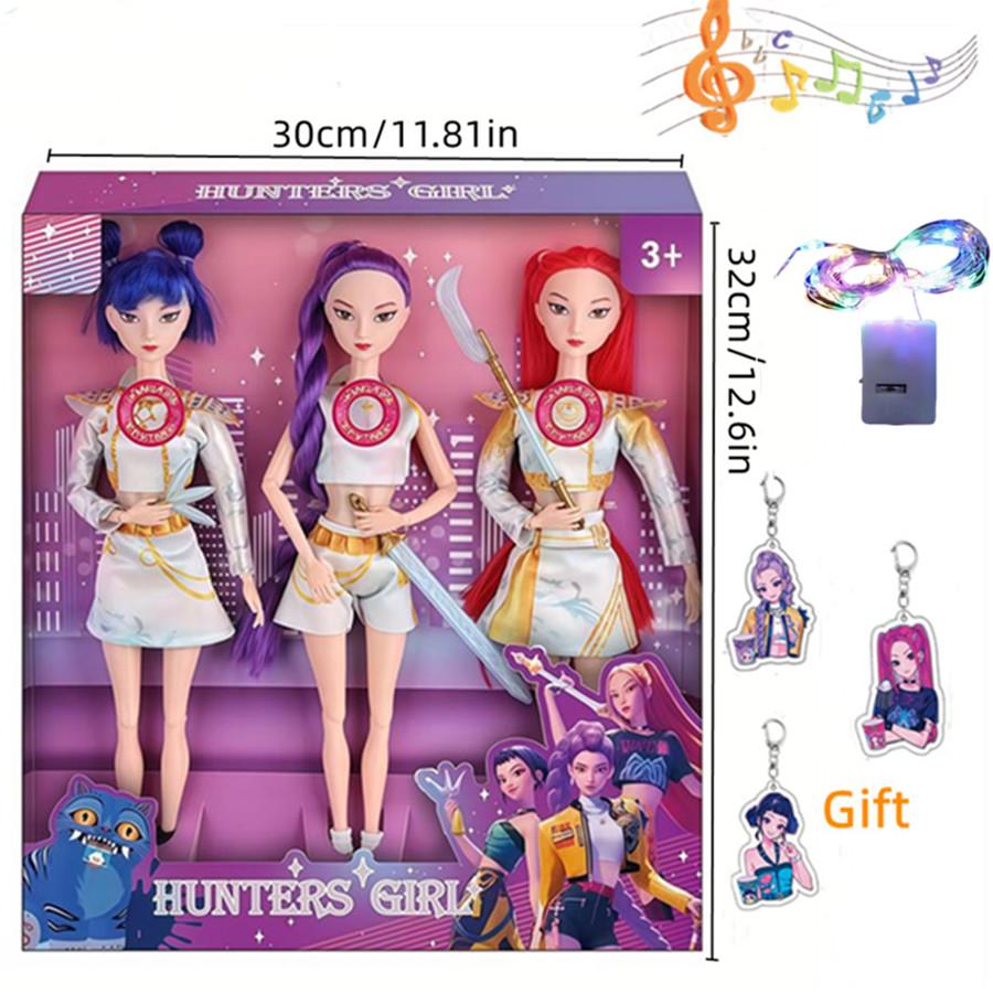 Kpop Dolls 11.5 Inch 12 Joints Movable Anime Action Figures,  Rumi/Mira/Zoey Music and lighting Collectibles |Desk Display Playable Dolls, K-pop IdolMerch Gift for Fans & Kids-desk Display