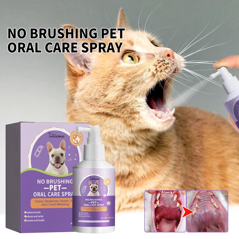 YEGBONG No Brushing Pet Oral Care Spray for Dogs & Cats | Teeth Cleaning & Tartar Removal, Fights Bad Breath, Whitens Teeth, 50ml