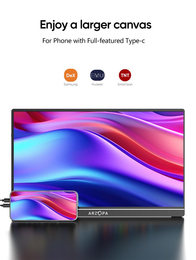 ARZOPA Portable Monitor FHD 1080P Ultra-Slim Portable Laptop Monitor IPS Display for PC MAC Phone Xbox, PS5 - USB C & HDMI Connectivity Remote Work