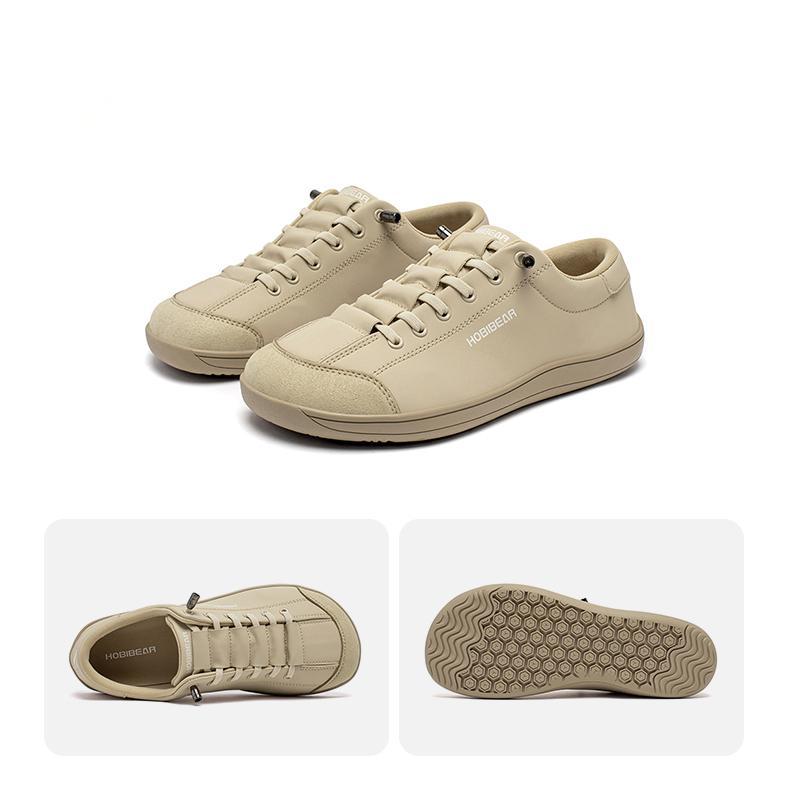 HOBIBEAR Leather Barefoot Shoes for Men & Women Simple Wide Toe Zero Drop Sneakers Lightweight for Running Walking & Fitness