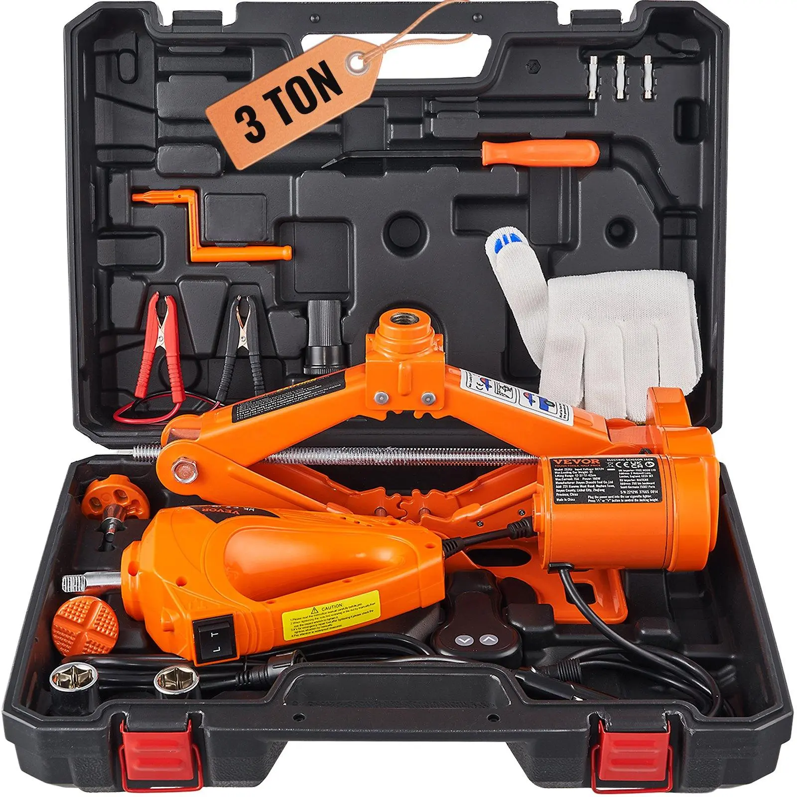 VEVOR Electric Scissor Jack, 3 Tons /6600 lbs Car Jack with Electric Impact Wrench, 12V Car Jack with Double Saddles with Remote Control, Portable Car Jack Lifting for Sedan, SUV, Truck Tire Change