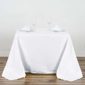 Polyester Square Tablecloth 90"x90" White - Wrinkle-Resistant and Durable Table Cover for Weddings & Special Occasions