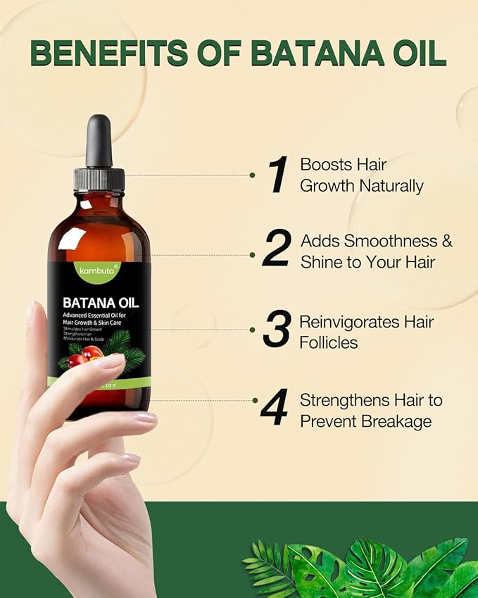Kambuta Batana Oil Hair Growth & Care 100% Organic Moisturizer for Dry Damaged Hair 30ml Plant Extract Scalp Treatment Serum Argan Oil Bundle Thicker Fuller Hair