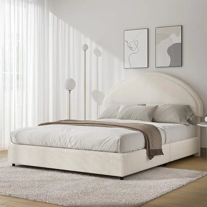 Upholstered Round Platform Bed Frame