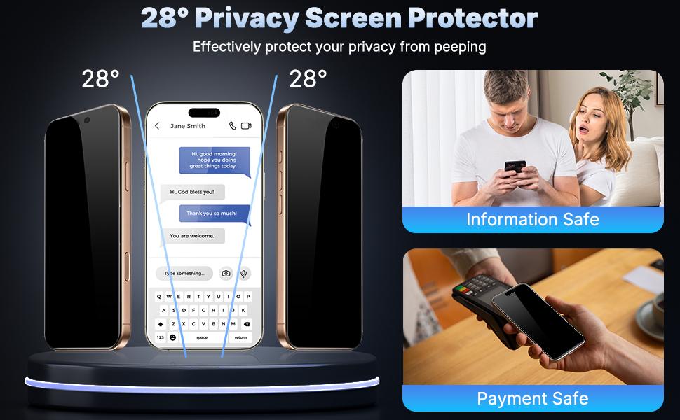 [8 PCS Set] 4 Privacy Screen Protectors with 4 Camera Lens Protectors for iPhone 17 16 15 14 13 12 11 Pro Max, Anti Spy 9H Tempered Glass, Bubble Free, Case Friendly