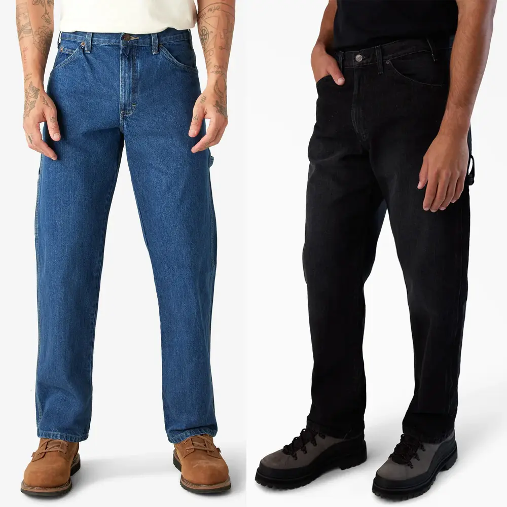 Dickies Men's Relaxed Fit Straight Leg Carpenter Jeans Heavyweight Denim Work Pants Menswear Workwear