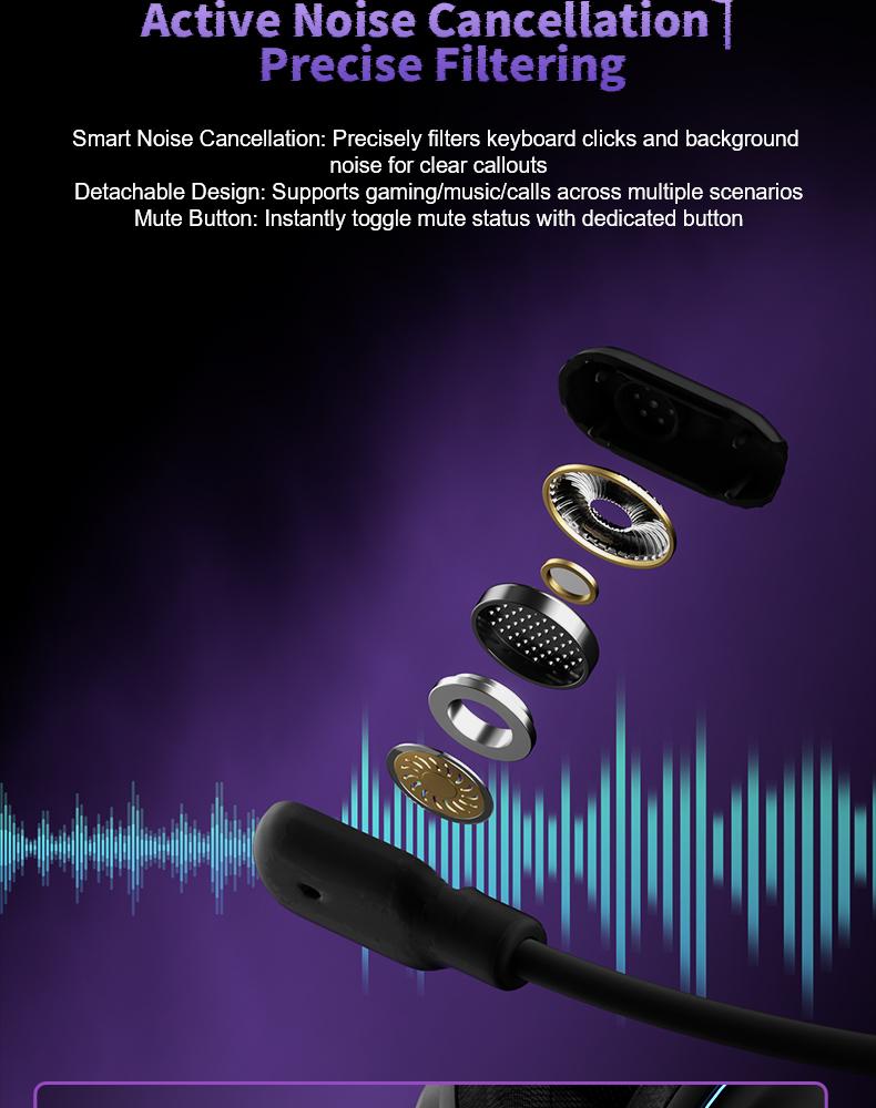 AULA G7 Pro Pink Wireless Gaming Headphones with Mic, 7.1 Surround Sound, Ultra-Low Latency, RGB Over-Ear with Noise-Canceling Mic