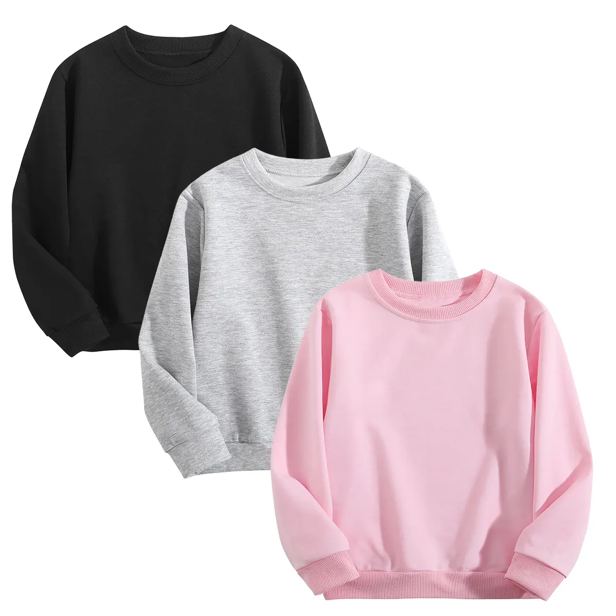 Holafish 1/2/3 Pack Toddler Girls Long Sleeve Sweatshirt Cozy Crewneck Top Everyday Soft Casual for Spring and Fall Everyday Wear summervibes
