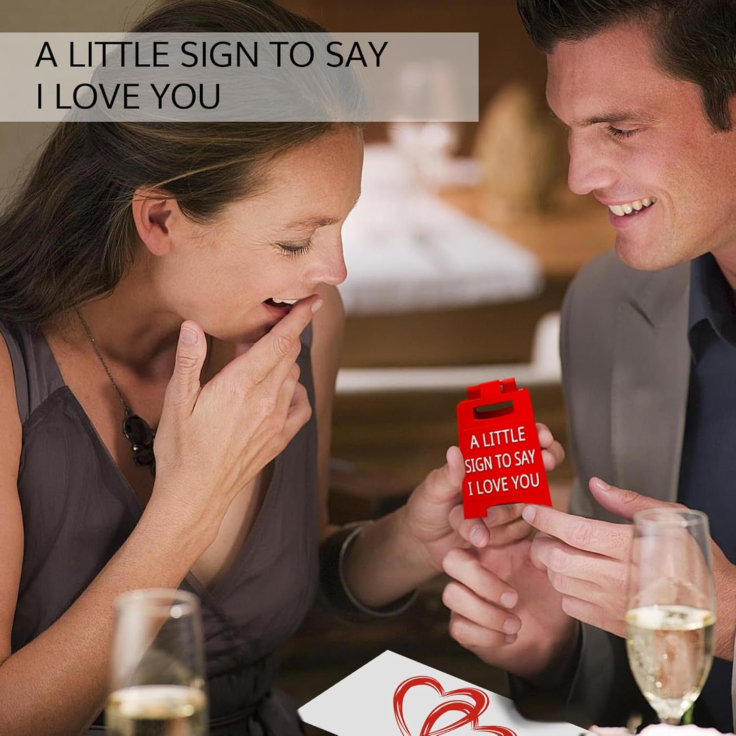 MUNBYN  Mini Sign Love Decoration, Valentines Day Gifts-Romantic "I Love You" Message, Perfect Anniversary, Wedding, or Special Occasion Gift for Him or Her