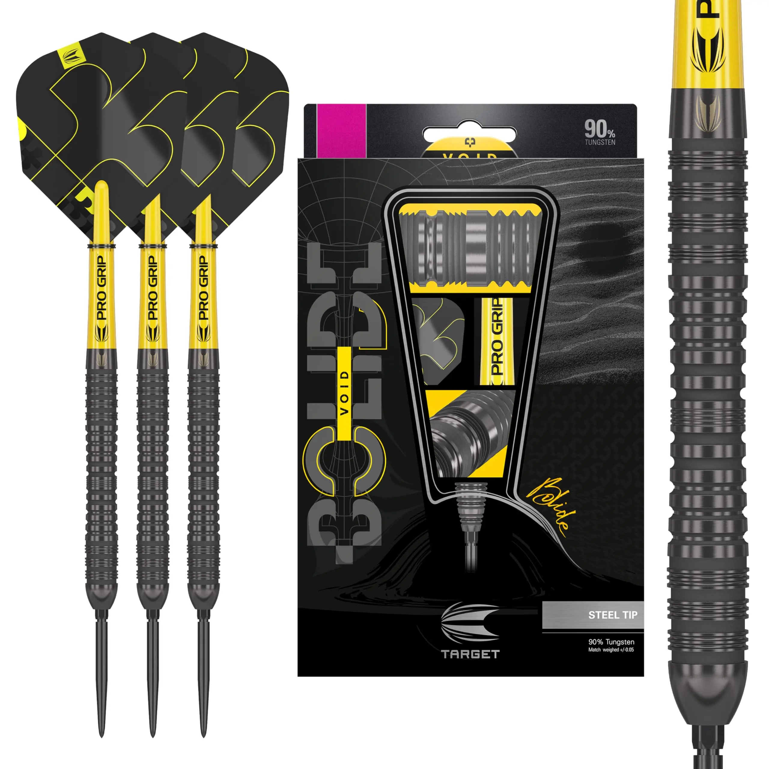 Target Darts Bolide Void Pro 90% Tungsten Darts Metal Tip Set, Black Titanium Coating, Swiss Point, Sandblast Balanced Grip, Aerodynamic Design, Precision Play, Enhanced Accuracy, Unisex Sports & Outdoor Gear