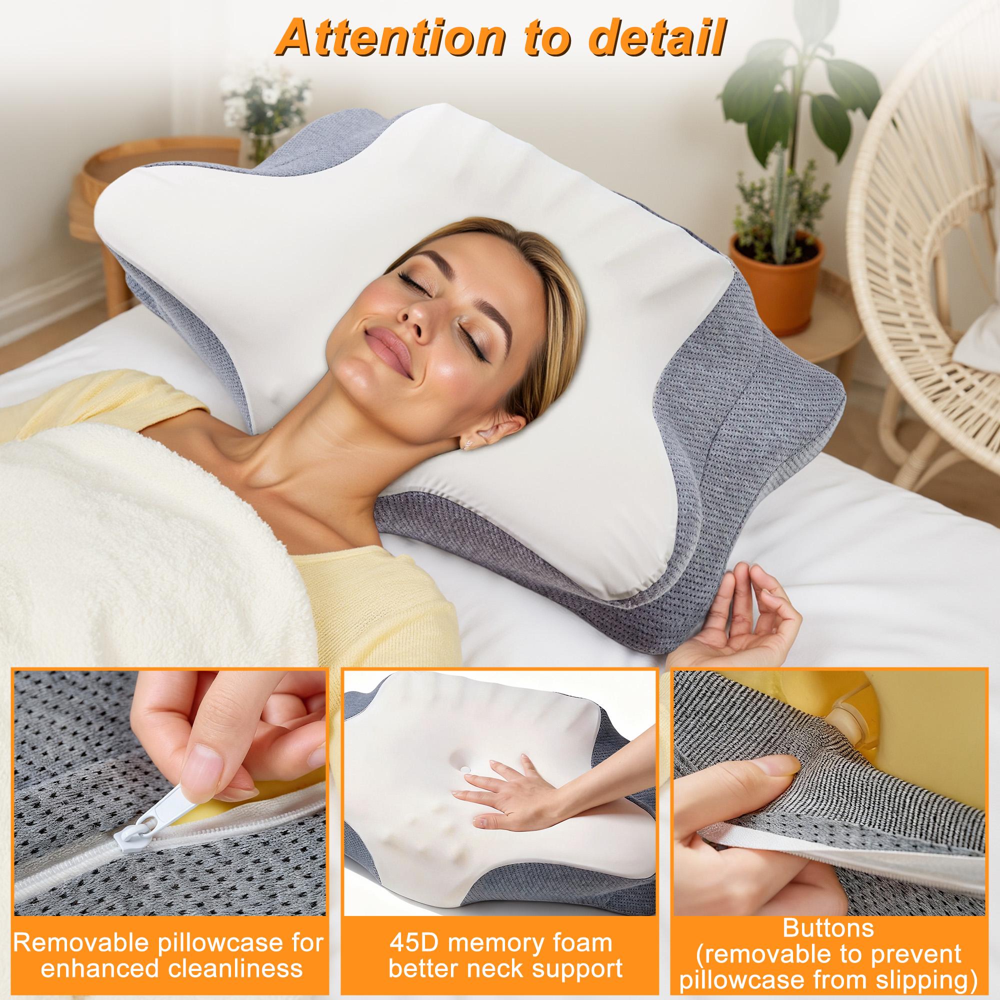 BePatio  Memory Foam Pillow with Cooling Cover Zoned Design for Deep Sleepers,Double-Sided Neck Support Pillow with Breathable Removable Pillowcase,Ergonomic Contour Side Sleeper Pillows for Adults,Christmas Gift Ideal