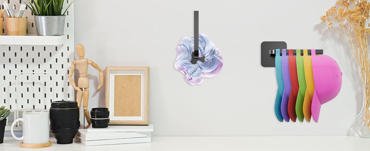 Hat Rack for Wall 4PCS - Self-Adhesive & Drilling Options, 30LB Capacity, Space-Saving Hat Organizer for Baseball Caps & Accessories, 2 Mounting Options Hat Hooks for Wall Closet Door Bedroom