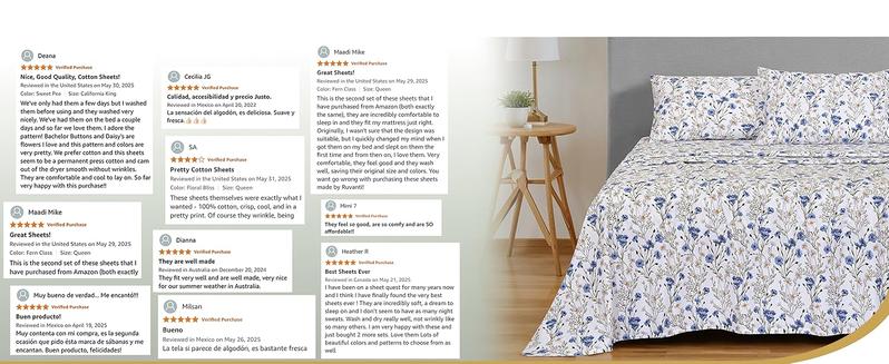 Ruvanti 100% Cotton Percale Sheet Set – Ultra Soft Hotel-Quality Bedding with Deep Pockets, Breathable, Elegant Design, Soft Touch, OEKO-TEX Certified