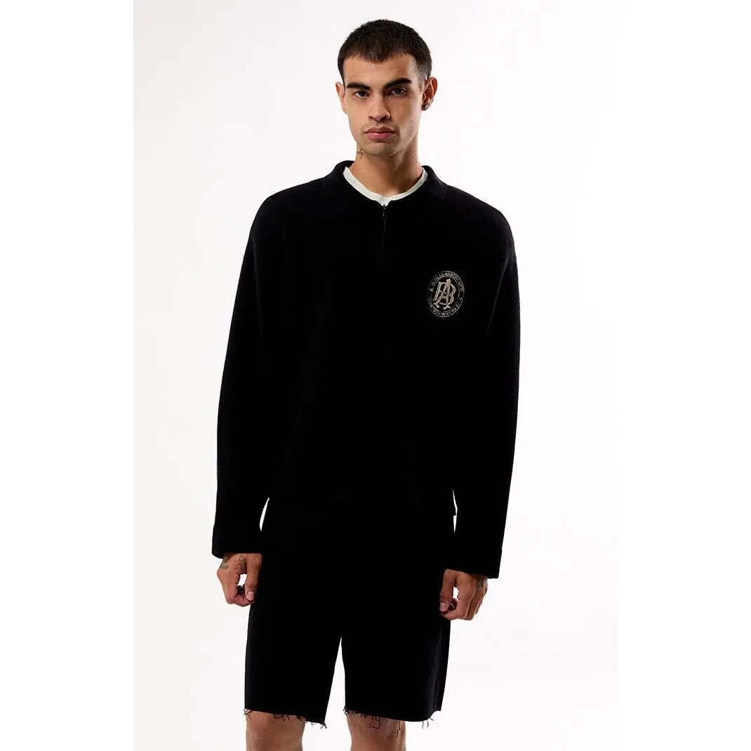 Pacsun Men's Black Le Palais Quarter Zip Polo Sweater