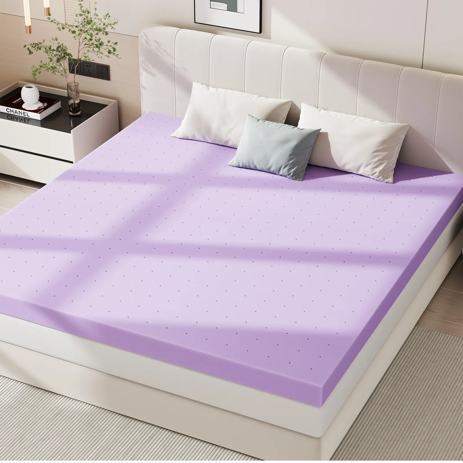 Sweetcrispy LIVE Cooling Memory Foam Mattress Topper - Gel Ventilated, Soft Pressure Relief Bed Pad, Breathable for Bedroom, RV, Cooling Mattress Topper