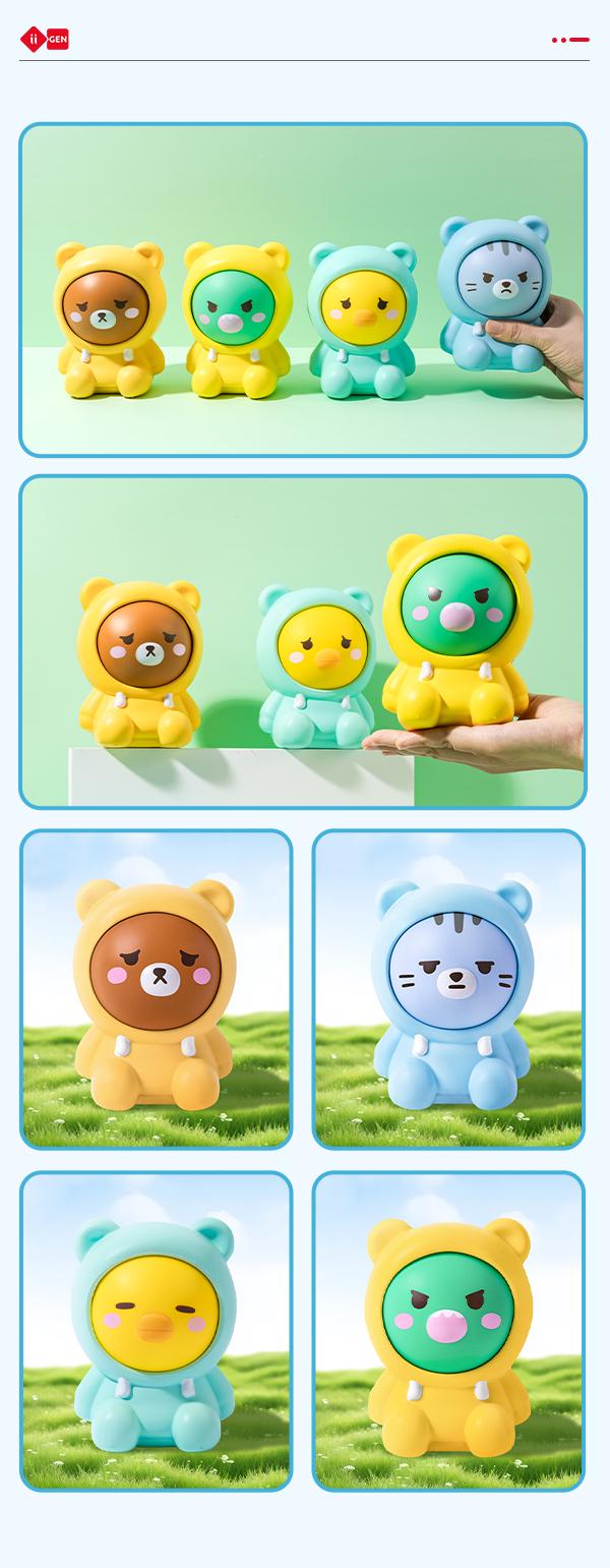 Gone Your Stress! iiGEN Emotional SQUISHY DOLLS - Rotating & Changeable Faces for Anxiety Relief & Comfort! Perfect for Home, Car, Office Desk .Choose Your Favorite Character from 4 Styles!