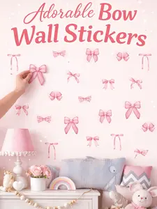Bow Wall Stickers for Nursery, Kids Room & Playroom – Renter Friendly Peel and Stick Bow Wall Decals, Removable Nursery Wall Decor for Baby Girls & Boys, Pink and Blue Cute Aesthetic Stickers