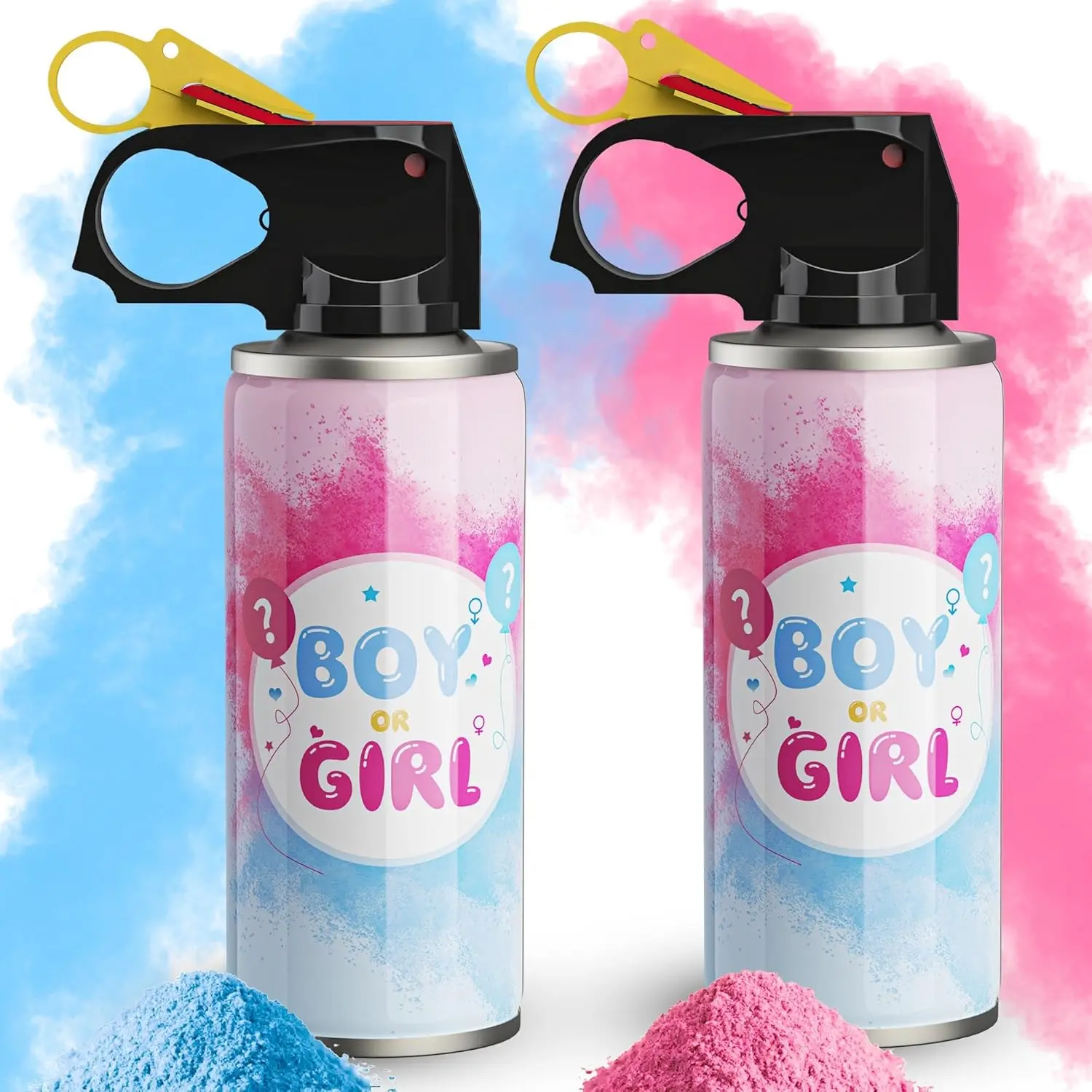 Gender Reveal Fire Extinguisher Color Blasters (2-Pack), Safe Corn Starch Powder Sprays, Home Party Supplies, Confetti & Streamers, Soluble Cleanup for Baby Party Outdoor Activities