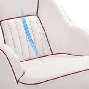 GARVEE Pontoon Boat Seats: Comfortable Captain's Bucket Design with Back Folding Feature, Stylish White & Red or White & Blue Options for an Enhanced Boat Cabin Seating Experience.