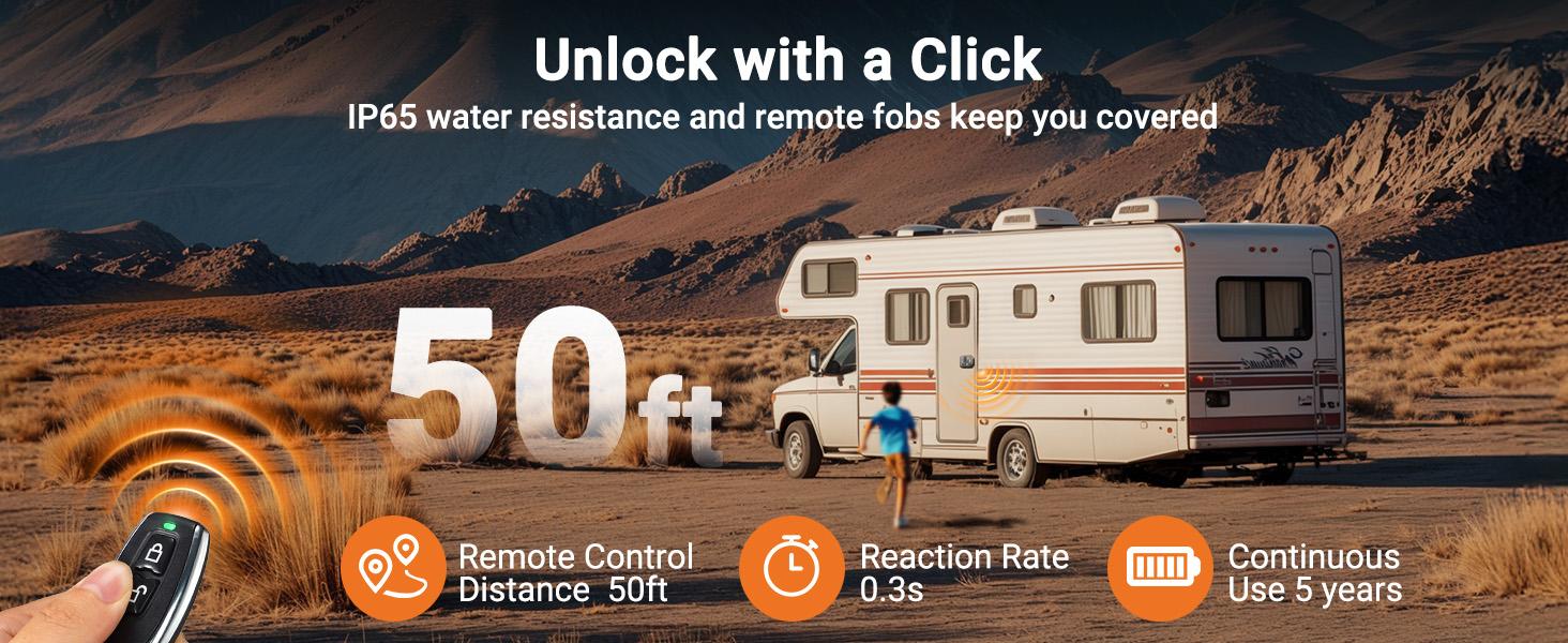 Porbi Full Metal RV Keyless Entry Door Lock with Password & Remote, Anti-Peeping & Backlit Keypad, Durable and Secure Camper Latch Replacement for RV Travel Trailer, Patented Security Structure Porbi Full Metal RV Keyless Entry Door Lock with Password & Remote, Anti-Peeping & Backlit Keypad, Durable and Secure Camper Latch Replacement for RV Travel Trailer, Patented Security Structure