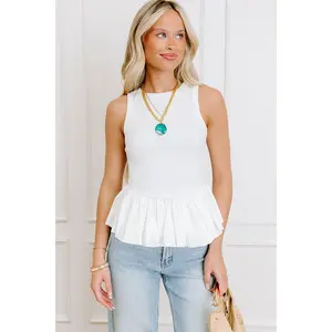 Sweet Talk Peplum Top in White