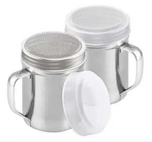 CUSINIUM Powdered Sugar Shaker Duster - With Handle - Cinnamon Shaker For Coffee Bar - Fine Mesh Dredge - 6 ounce, pack of 2 | Style: Fine