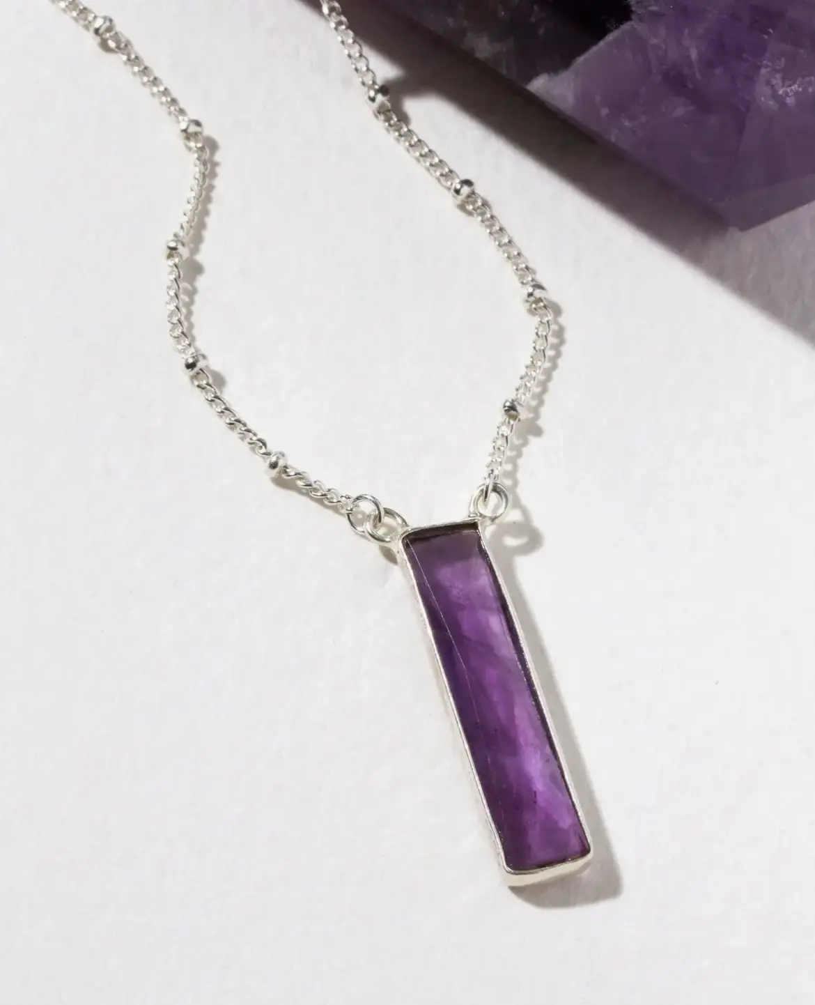Sterling Silver Natural Amethyst Necklace