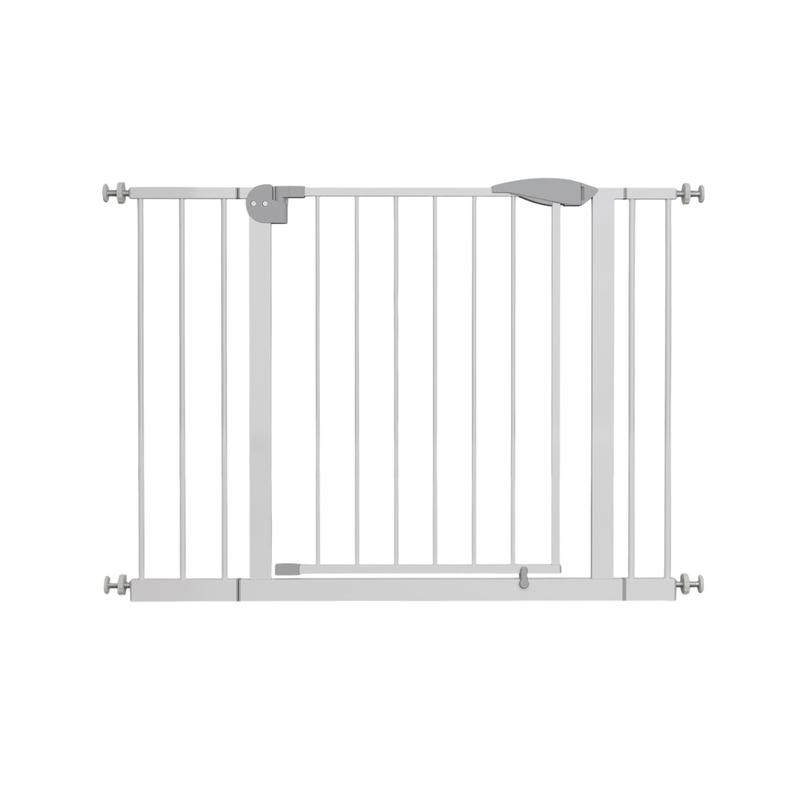 29.5-45.3" Wide Baby Gate for Stairs, Dog Gate Indoor for Doorways, No Drilling Pressure Mounted Pet Gates for Kids, Easy Walk Through Safety Gate, White