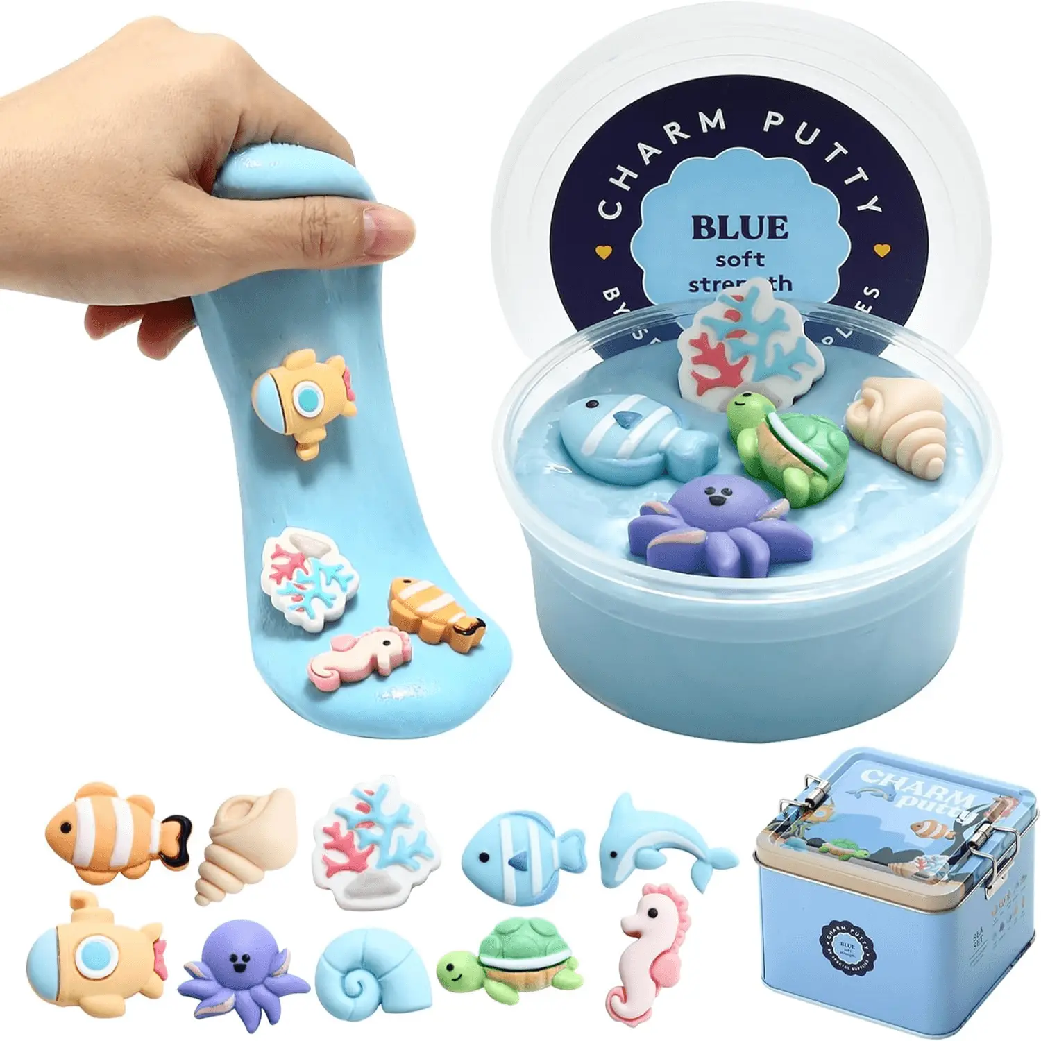 Therapy Putty with 10 Charms – (Sea Set) Soft Strength