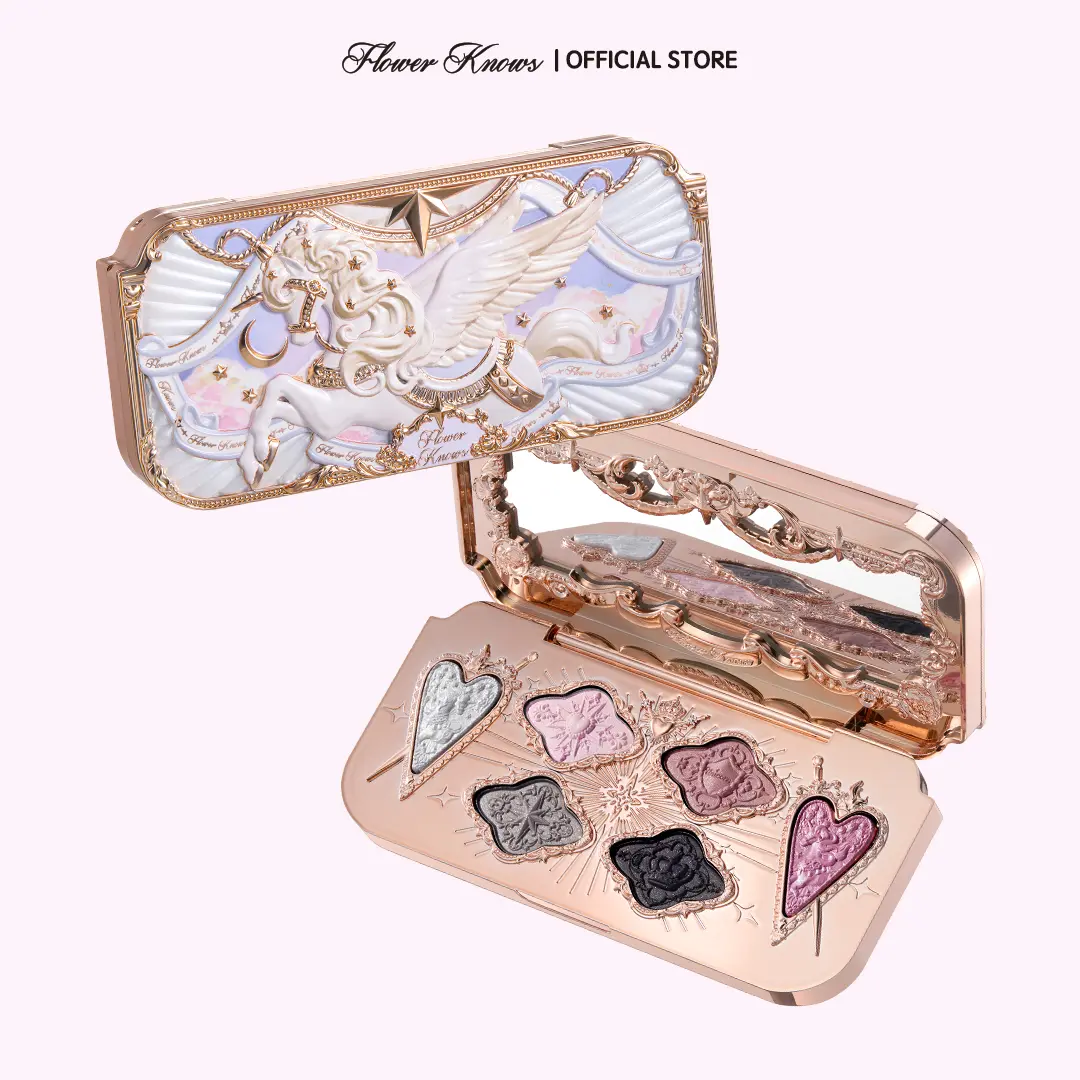 Flower Knows Knight Unicorn Collection 6-Color Makeup Palette, Luxury Hydrating Radiant Aesthetic Compact Six-Color Satin Multi-Color Eyeshadow Palette, #tiktokshopbacktoschool, #sohochic