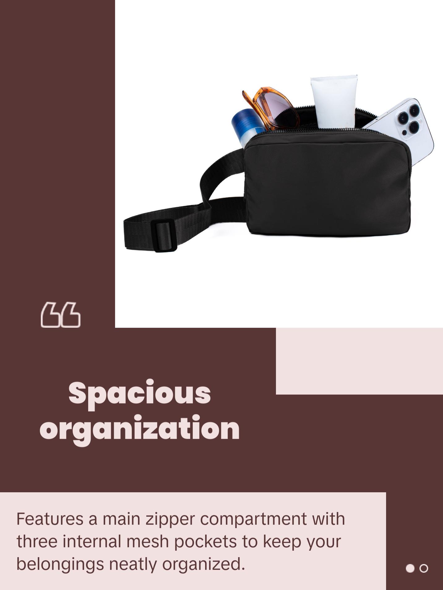 Nollia Unisex Nylon Rectangle Crossbody Belt Bag – 16 Color Options