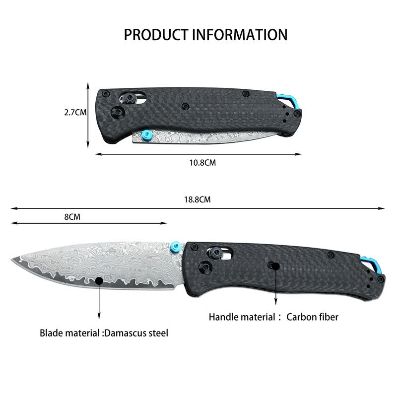 Damasus steel carbon fiber handle folding knife, 535 high-end pocketknife, Axis lock mechanism for smooth opening and closing, premium EDC tool, kitchen knife, Valentine’s Day gift