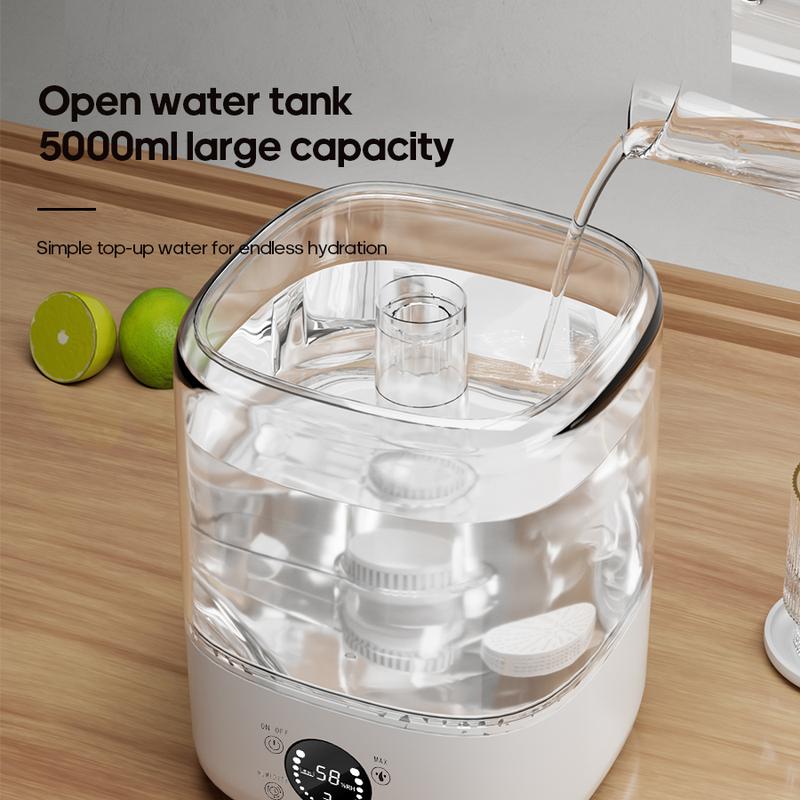 5L Top Fill Humidifier - Ultrasonic Cool & Warm Mist for Large Room, Super Quiet Humidifiers with Essential Oil Diffuser, 360° Nozzle & Auto Shut-Off for Bedroom Baby Nursery Plants Home