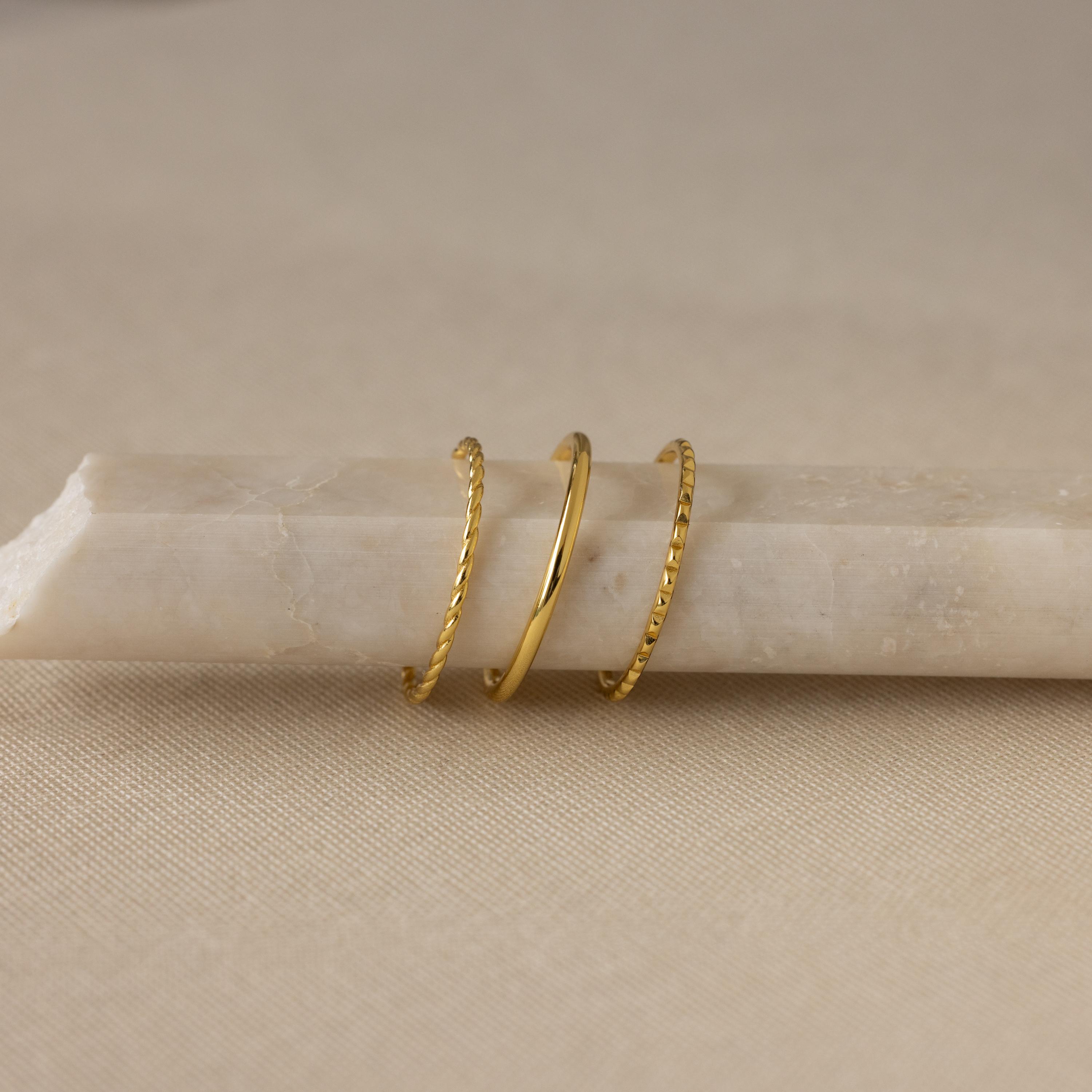 Thin Stacking Rings Set by Caitlyn Minimalist - Set of 3 Minimalist Stackable Rings in 18K Gold Plated and Sterling Silver - Dainty Everyday Jewelry - Gift for Her