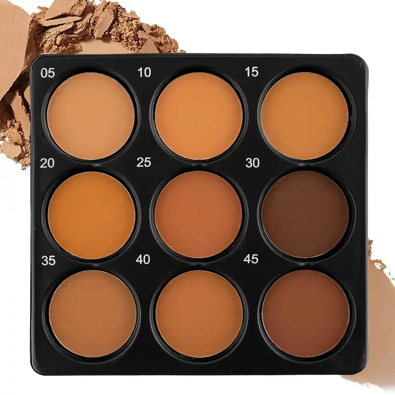9 Shades Matte Contour Powder Palette, Cosmetics Beauty Bronzer Face Makeup Longwearing Bronzing Powder Waterproof Long Lasting Skin Friendly Compact Pressed Powder For Dark Skin Contouring Palette