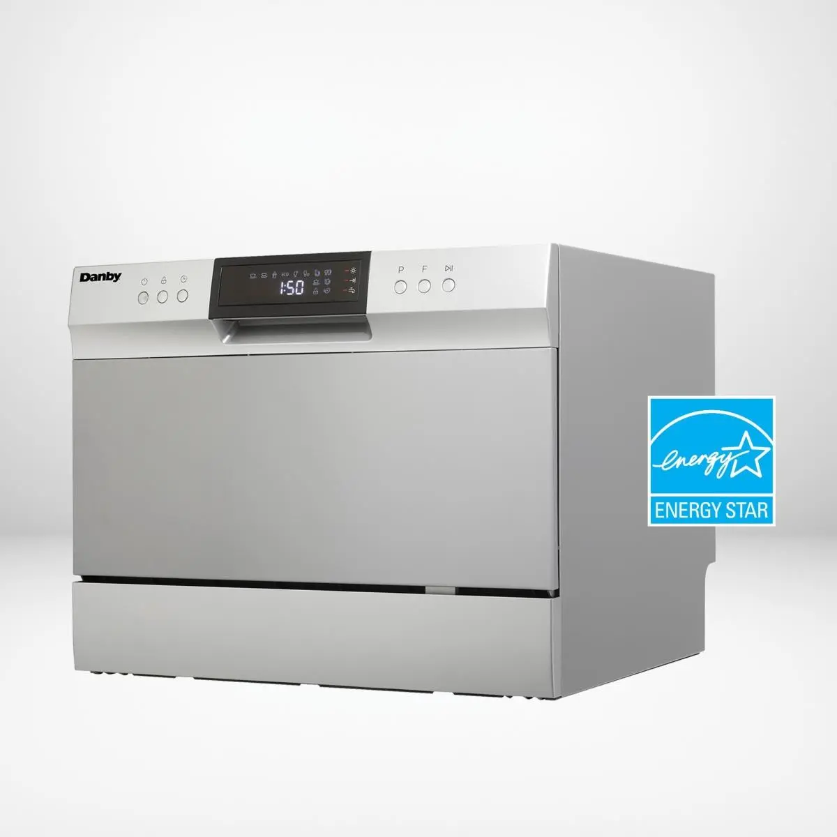 212 MAIN Danby DDW631SDB Compact 6-Place Setting Dishwasher Machine - Durable Stainless Steel Countertop Heavy Kitchen Appliance, 3.1 Gal Low Water Consumption, New Spray Arm, Normal Cycle, LED, Silverware Basket