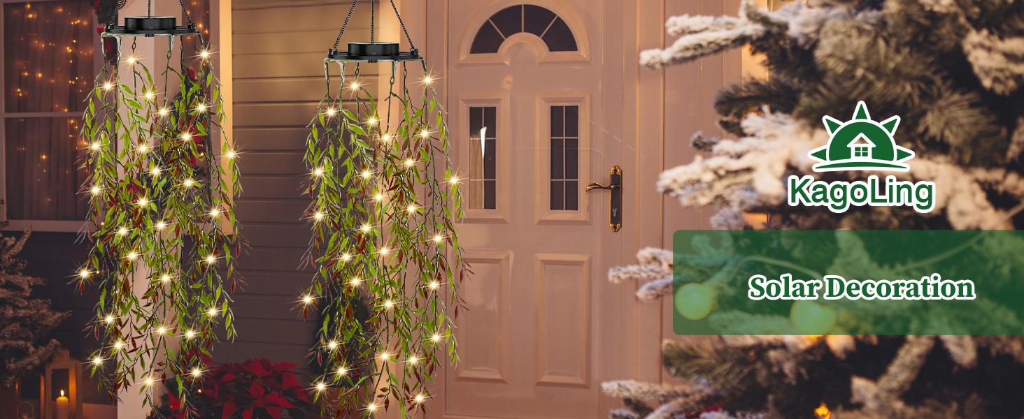 2025 NEW Release 2 Pack Fake Plants with Fairy Lights, Solar Lights  For Halloween Christmas Deco Festival,IP65 Waterproof Solar Lanterns for The Garden，Pathway , Gifts for Women, Ideal for Christmas Party Wedding Garden Decoration