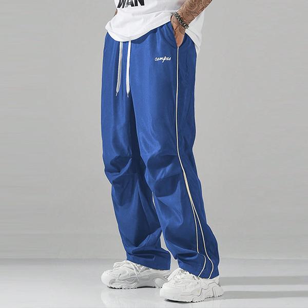 Men's 100% Polyester Baggy Grey Track Pants - Grey Side Strips, Gold Decorative Bars, Lightweight Soft Fabric, Large Cut, Casual Gym Streetwear Clothing, Boyfriend Gift, Menswear Essential Bottoms, M, Clothes, XL