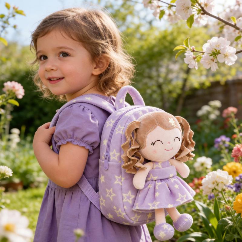 Gloveleya Strawberry Fruit Doll Backpack - 9" Soft Plush Toy Bag with Removable Berry Girl, 2-in-1 Toddler Backpack for Ages 2-4, Sweet Birthday & Valentine's Day Gift for Girls