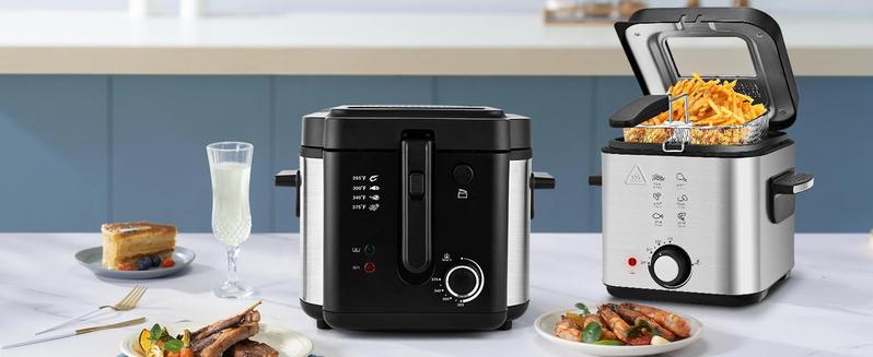 SUSTEAS Easy-Clean SUSTEAS Deep Fryer with Removable Lid & Temp Control – Perfect Household & Kitchen Appliance