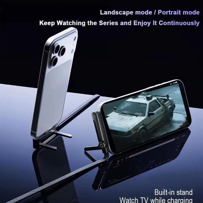 240W Fast Charging Type-C to Type-C Foldable Phone Holder Data Cable 2-in-1 Bracket Data Cable Charge While Watching