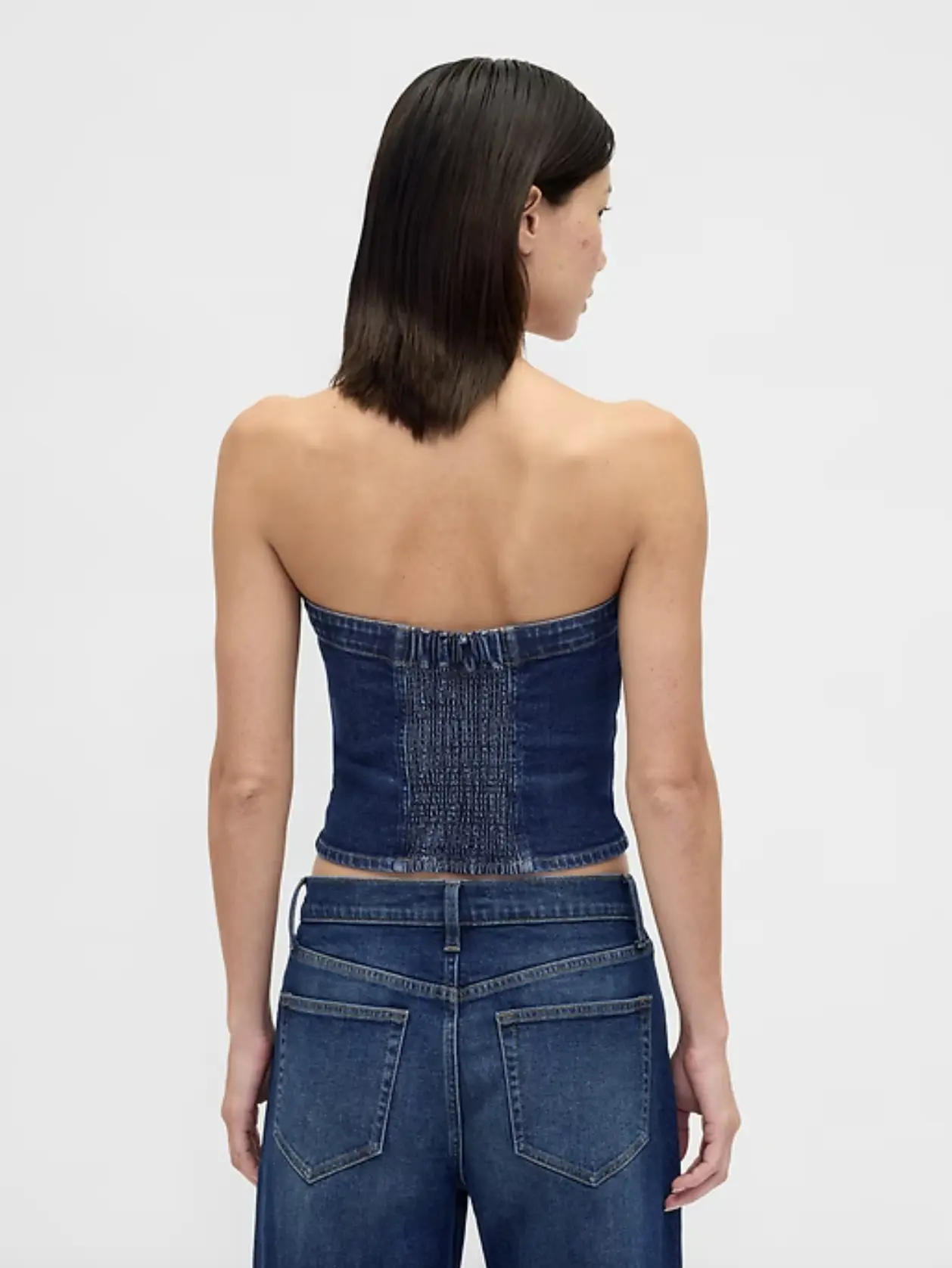 GAP 836777002 Denim Strapless Crop Vest Color Medium Wash - TikTok Shop