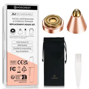VG VOGCREST Eyebrow Facial Trimmer: 2 in 1 Rechargeable Facial Hair Removal and Eyebrow Shaver - Face Lips Body Painless Facial Razor with Built-in LED Light