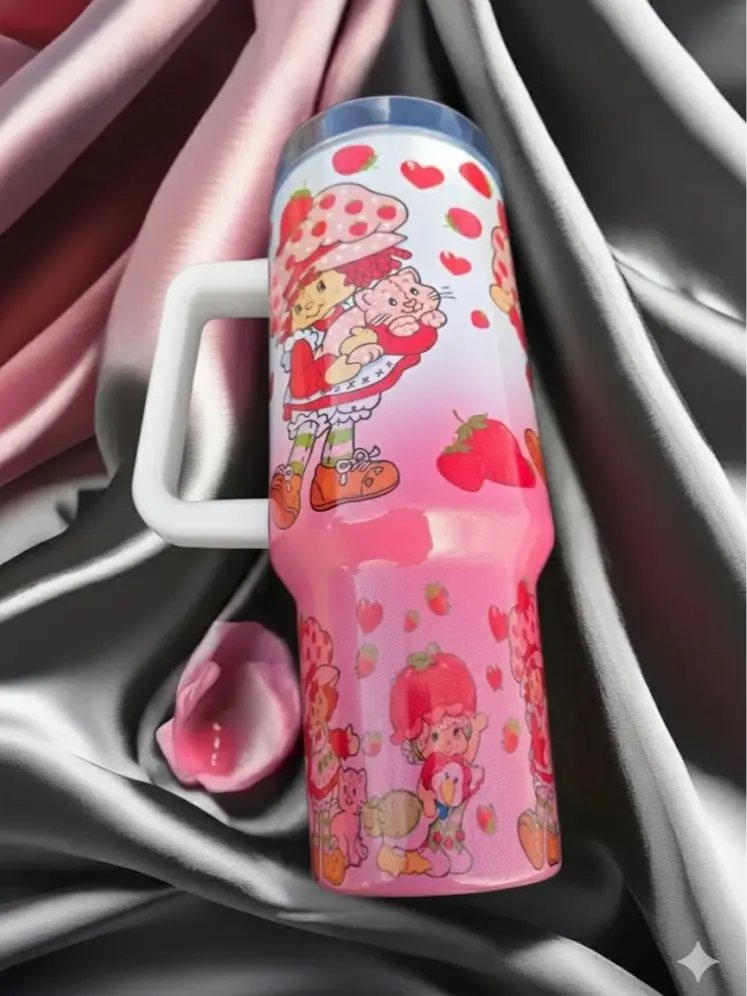Strawberry Shortcake Tumbler 40oz Shimmer Pink Gradient