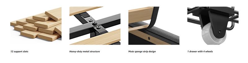 RaybeeFurniture Bed frame for Queen Bed Frame with Headboard&Storage,NO MATTRESS,  Luxury Upholstered Bed Frame with Storage, 2 Drawers & Shelf on Headboard, NO Noise, KING, FULL, Twin, Mother's Day Gifts
