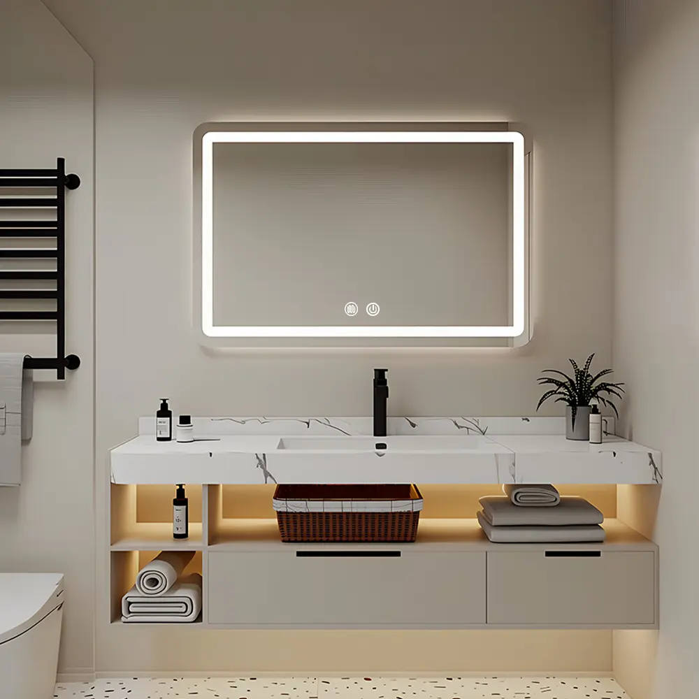 LED Bathroom Mirror 60x90 cm Backlit Vanity Mirror, Anti-Fog Defogger Wall Mounted Makeup Mirror with 3 Color Dimmable Lighting, IP54 Waterproof Vertical Mount Lighted Mirror for Bathroom Shaving Grooming Bedroom Hotel Salon Home Decor